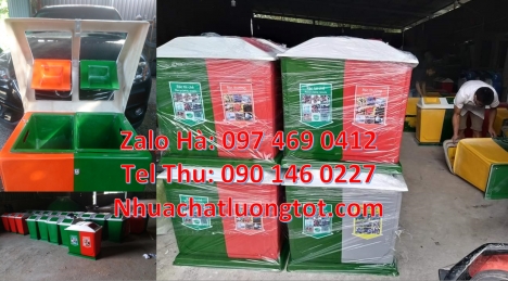 Thùng rác 2 ngăn nắp lật, Thùng rác 3 ngăn bập bênh, thùng rác chống cháy, Thùng đựng rác 3 ngăn com