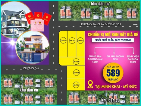 Chính chủ bán 3ô đất ngay ngõ phố Trần Đức Vượng Mỹ Đức An Lão.Và gần đường 354 khoảng 100m.