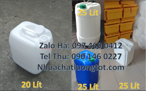 can 20l giá rẻ, can 25l trắng, can 20 lít đựng axit, can nhựa 25 lít đựng dầu thực vật giá rẻ, can n