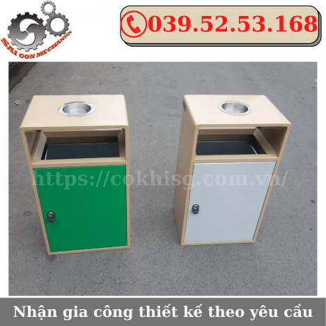 Thùng Rác Inox Có Gạt Tàn