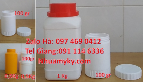 hũ 250 gram đựng hạt điều, hũ 100 g đựng thuốc trừ sâu, Nơi bán hũ nhựa 50gr 100gr 200gr 250gr Hũ nh