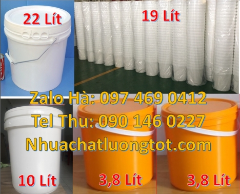 Xô nhựa 18 lít nắp chiết rót, Thùng sơn 22l quai nhựa, thùng sơn 18l quai sắt, lon nhựa 1l giá