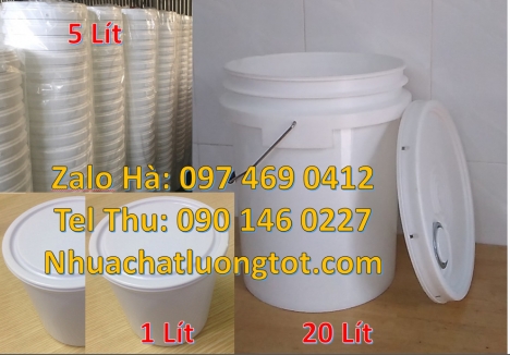 Xô nhựa 18 lít nắp chiết rót, Thùng sơn 22l quai nhựa, thùng sơn 18l quai sắt, lon nhựa 1l giá