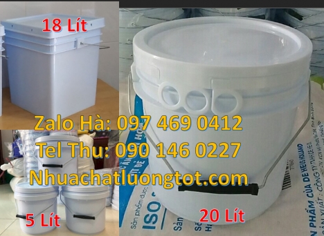 Xô nhựa 18 lít nắp chiết rót, Thùng sơn 22l quai nhựa, thùng sơn 18l quai sắt, lon nhựa 1l giá
