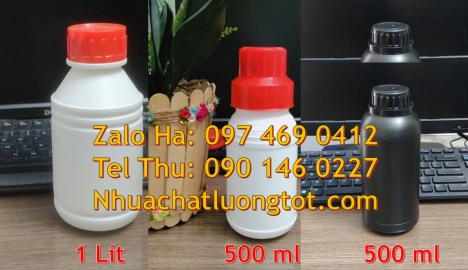 Chai nhựa, chai đựng hóa chất, chai 1l đựng axit, chai 1l quay, chai 1l miệng rộng, chai 0.5l cao cấ