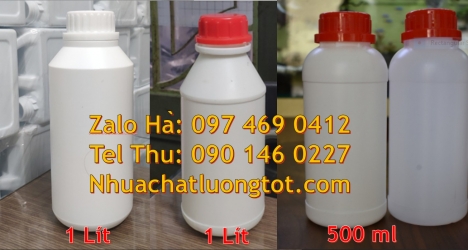 Chai nhựa, chai đựng hóa chất, chai 1l đựng axit, chai 1l quay, chai 1l miệng rộng, chai 0.5l cao cấ
