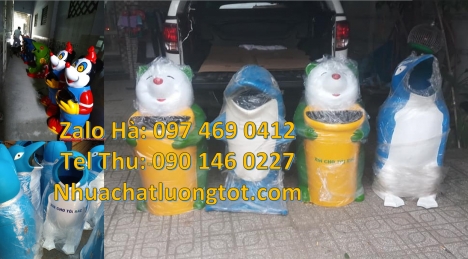 sọt rác hình con vật, thùng đựng rác hình thú, thùng đựng rác hình con vật, sọt rác chim cánh cụt,