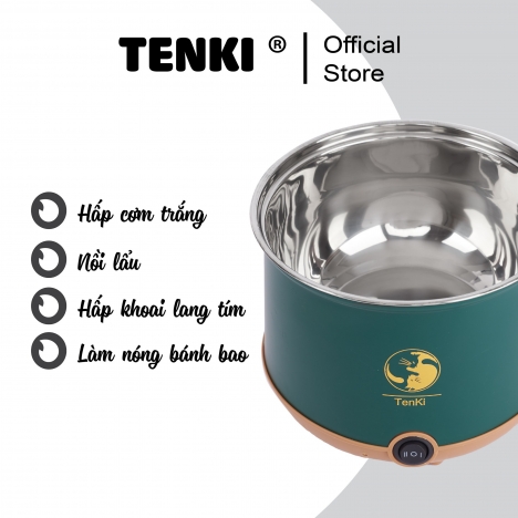 Nồi lẩu điện mini TenKi 2 tầng đa năng tặng xửng hấp inox