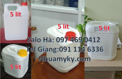 Can 2l đựng nước xả vải, can 0.5l đựng phân bón, Can 0.5l vuông đựng thuốc trừ muỗi, Can 1l vuông, C