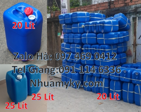 can vuông 30 lít hdpe đựng hóa chất, can nhựa dày 25 lít đựng axit, can 20 lít đựng thuốc bảo vệ thự