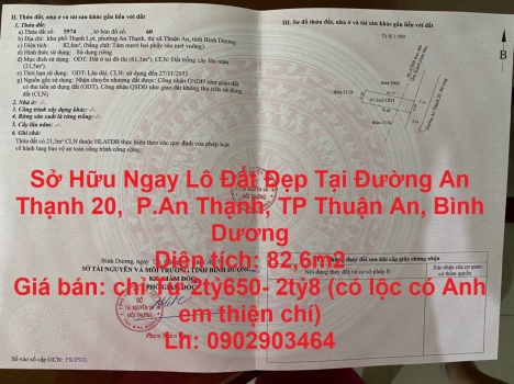 Sở Hữu Ngay Lô Đất Đẹp Tại Đường An Thạnh 20,  P.An Thạnh, TP Thuận An, Bình Dương