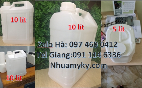 Can 2l đựng nước xả vải, can 0.5l đựng phân bón, Can 0.5l vuông đựng thuốc trừ muỗi, Can 1l vuông, C