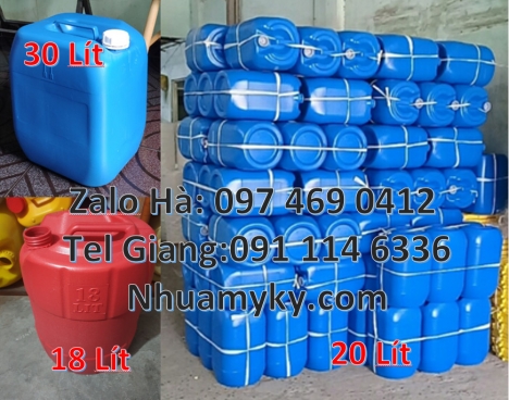 can vuông 30 lít hdpe đựng hóa chất, can nhựa dày 25 lít đựng axit, can 20 lít đựng thuốc bảo vệ thự