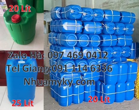 can vuông 30 lít hdpe đựng hóa chất, can nhựa dày 25 lít đựng axit, can 20 lít đựng thuốc bảo vệ thự