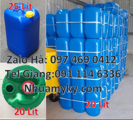 can vuông 30 lít hdpe đựng hóa chất, can nhựa dày 25 lít đựng axit, can 20 lít đựng thuốc bảo vệ thự