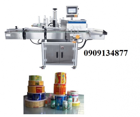 Máy dán nhãn chai tự động, máy dán nhãn decal chai tròn, máy dán nhãn hủ yến, chai rượu, hủ nhựa PET