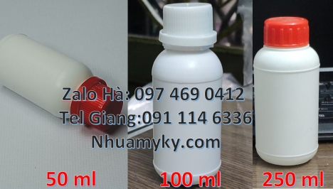 chai nhựa đựng nông dược, Chai 50 ml đựng thuốc sâu, chai 50 ml đựng mẫu thử, Chai nhựa 100 ml trắng
