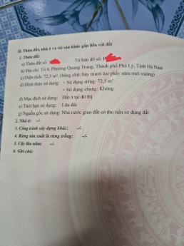 Chính chủ cần bán mảnh đất tai tổ 4 phường Quang Trung phố Bùi Đạt, Phủ Lý, Hà Nam ngay ở hồ Quang