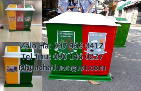 Thùng rác nhựa nắp lật bộ 3, Thùng Rác 2 Ngăn giá rẻ, sọt đựng rác, Thùng rác nhựa duy tân, thùng nh
