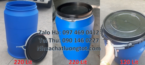 Phuy nhựa 150 lít nắp mở, Phuy nhựa xanh, Phuy nhựa làm bè, Thùng phi nắp kín, Phuy nhựa 220 lít nắp