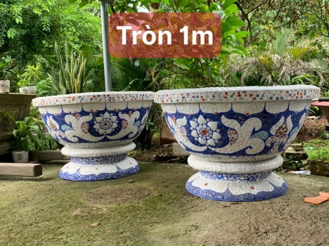 Chậu hoa - chậu khảm sành - dán miểng 0933181317 hàng thủ công mỹ nghệ thủ đức tphcmdsgsd