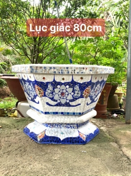 Chậu hoa - chậu khảm sành - dán miểng 0933181317 hàng thủ công mỹ nghệ thủ đức tphcmdsgsd