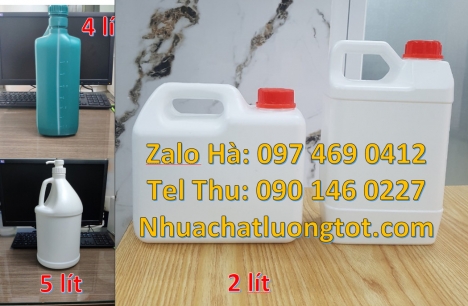 can 5l vuông Can dẹp 0.5L đựng axit, can nhựa 1L 4L đựng thực phẩm, can dẹp 0.5L đựng hóa chất, can
