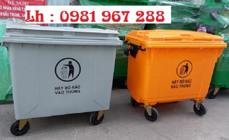 Bán thùng rác nhựa 660 lít công cộng màu cam