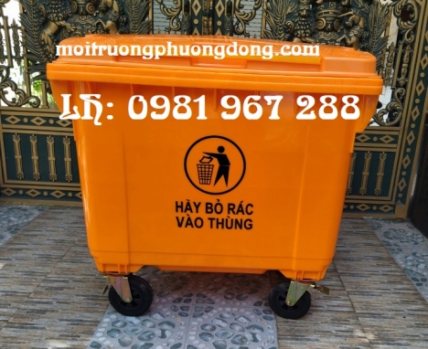 Bán thùng rác nhựa 660 lít công cộng màu cam