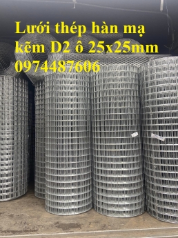 Lưới thép hàn cuộn mạ kẽm D2 a25x25mm . Khổ 1mx30m, 1.2mx30m
