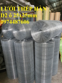 Lưới thép hàn cuộn mạ kẽm D2 a25x25mm . Khổ 1mx30m, 1.2mx30m