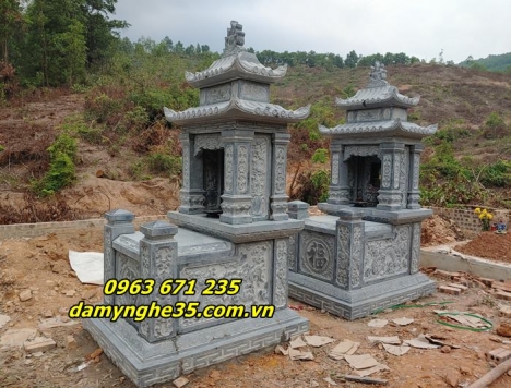 Lắp Đặt Mộ Hai Mái Bằng Đá Đẹp Tại Kinh Môn Hải Dương