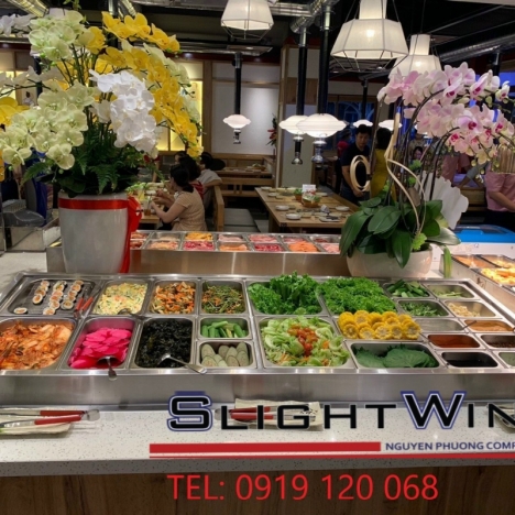 Quầy line buffet giữ lạnh thịt cá 14,18,20 khây