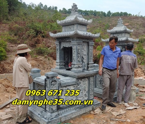 Lắp Đặt Mộ Hai Mái Bằng Đá Đẹp Tại Kinh Môn Hải Dương