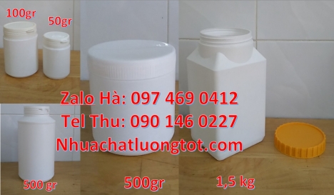 Hũ nhựa 200gr Giá bán hũ 1kg hdpe, Hũ 0.5kg vuông Hũ đựng ngũ cốc Bán hũ 0.5kg đựng hóa chất, Hủ