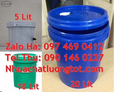 Vỏ thùng sơn giá rẻ, Xô nhựa nắp rót 18 lít, thùng nhựa vuông 18 lít, Xô nhựa Vỏ thùng đựng s