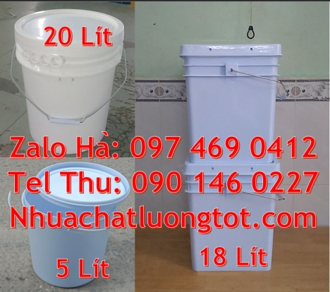 Vỏ thùng sơn giá rẻ, Xô nhựa nắp rót 18 lít, thùng nhựa vuông 18 lít, Xô nhựa Vỏ thùng đựng s