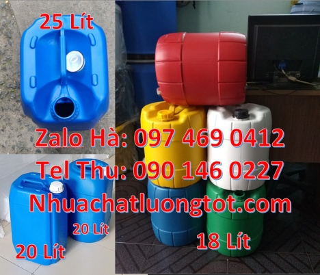 Can dẹp 30l đựng sữa tươi, Can nhựa 20l hdpe, Can nhựa 25 lít đựng nông dược. Can 10 đựng axit. Can