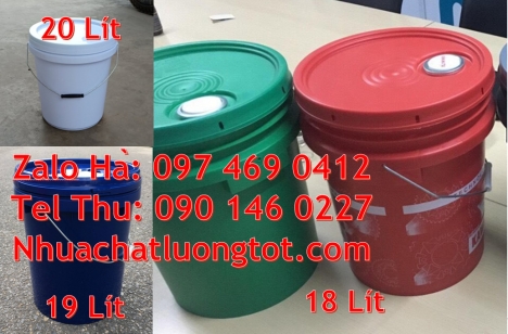 Vỏ thùng sơn giá rẻ, Xô nhựa nắp rót 18 lít, thùng nhựa vuông 18 lít, Xô nhựa Vỏ thùng đựng s
