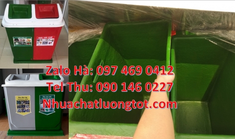 Thùng rác 2 ngăn 40L uy tín, thùng đựng rác nắp lật giá rẻ, Thùng rác nhựa nắp lật bộ 3, thùng rác n