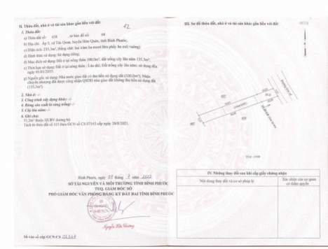 Bán lô 11.12 Xã Tân Quan. Hớn Quản. Cách kcn Minh Hưng HQ 4km
Mặt đường 32m. Sổ Hòng Sẵn. Bao sang