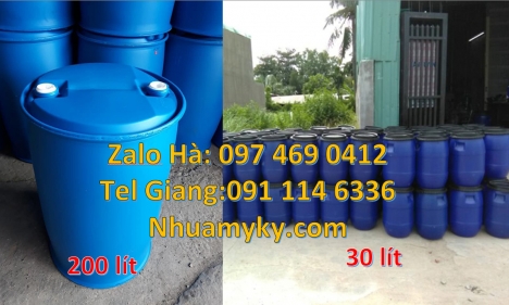 Thùng phuy 220 lít nắp kín đựng hóa chất, Thùng phuy 220 lít nắp mở đựng bột ngô. Thùng Phuy 120 lít