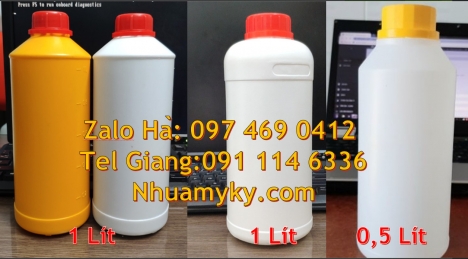 Chai 500 ml đựng hóa chất, chai 1l đựng thuốc thủy sản chai 0.5l nắp vặn chai 1l màu trắng sữa Cha