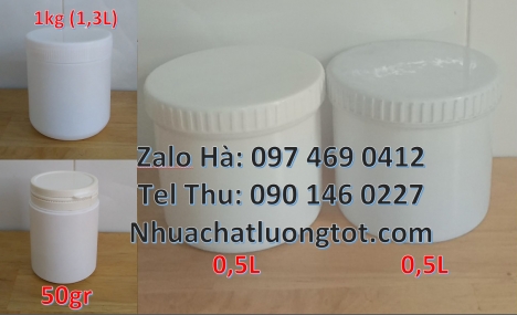 Hũ hóa chất. Lọ nhựa Hũ nhựa 1.5kg vuông Hũ 1.2 lít, hũ 1kg vuông Hũ vuông 0.5kg Hũ đựng thuốc sâ