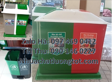Thùng rác bập bênh, Thùng rác nhựa nắp lật bộ 3, phân loại rác 2 ngăn, Thùng rác 2 ngăn nắp lật, Thù
