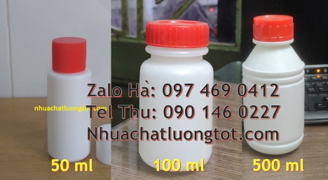 chai nhựa hdpe 50ml, chai 100ml nắp vặn, Chai hdpe 100ml vuông, chai 250 ml đựng thuốc sâu, chai 500