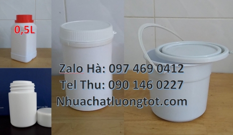 Hũ hóa chất. Lọ nhựa Hũ nhựa 1.5kg vuông Hũ 1.2 lít, hũ 1kg vuông Hũ vuông 0.5kg Hũ đựng thuốc sâ