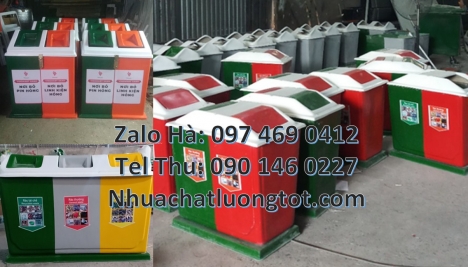 Thùng rác bập bênh, Thùng rác nhựa nắp lật bộ 3, phân loại rác 2 ngăn, Thùng rác 2 ngăn nắp lật, Thù