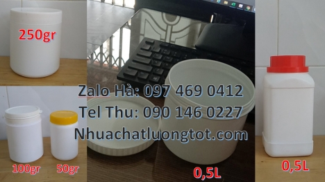 Hũ hóa chất. Lọ nhựa Hũ nhựa 1.5kg vuông Hũ 1.2 lít, hũ 1kg vuông Hũ vuông 0.5kg Hũ đựng thuốc sâ