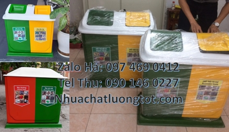 Thùng rác bập bênh, Thùng rác nhựa nắp lật bộ 3, phân loại rác 2 ngăn, Thùng rác 2 ngăn nắp lật, Thù